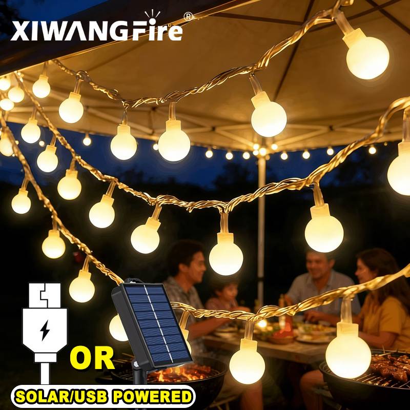 Outdoor Camping Light Portable - 3-10M Solar/USB/Batterij Lichtslingers, Fairy Globe Ball