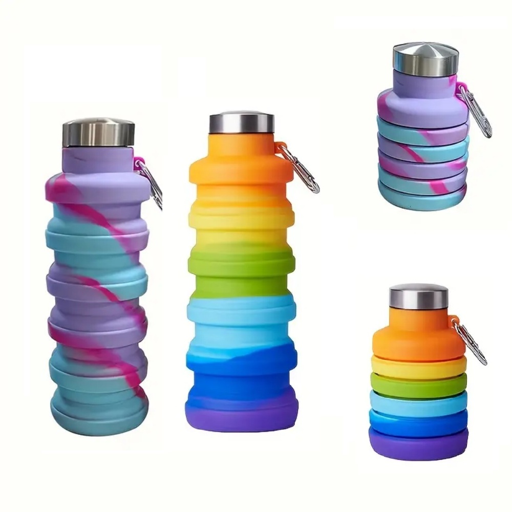 Collapsible Water Bottle - 500ml opvouwbare siliconen waterfles lekvrij opvouwbaar
