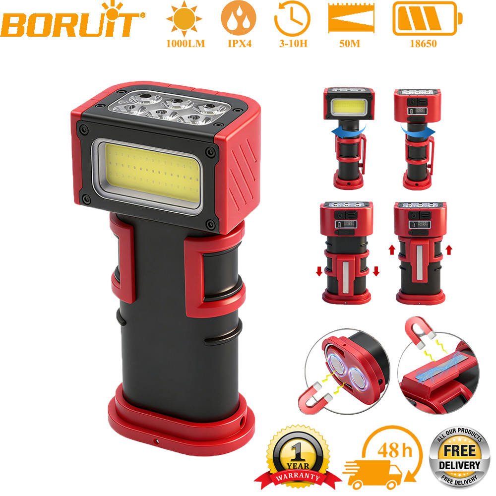 Outdoor Camping Lamp - BORUiT COB LED-werklamp 1000LM Type-C oplaadbare