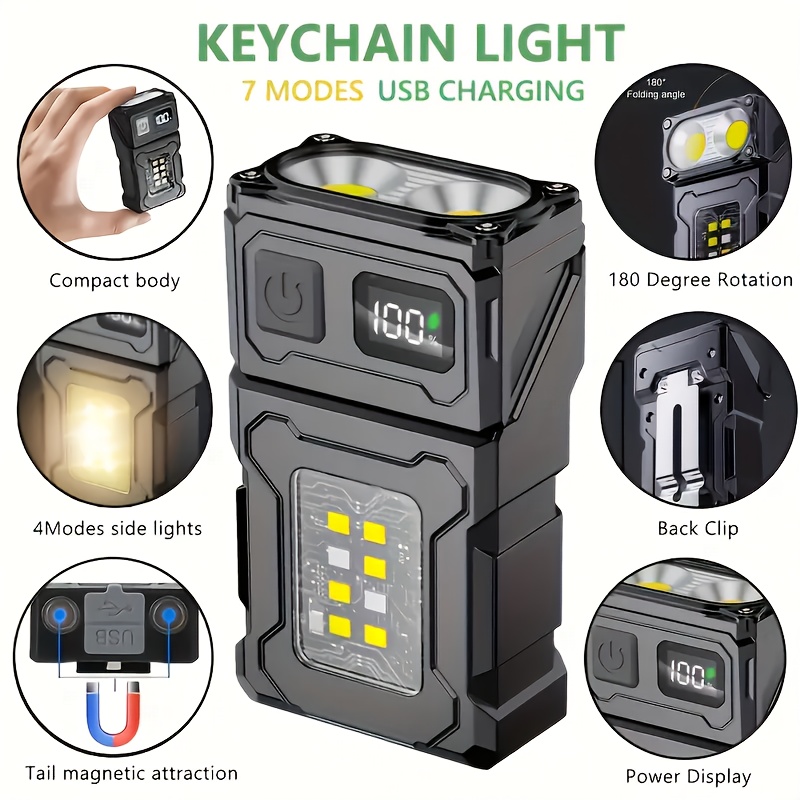 Outdoor Camping Light Portable - Mini oplaadbare LED-zaklamp Draagbare zij-COB-zaklamp met