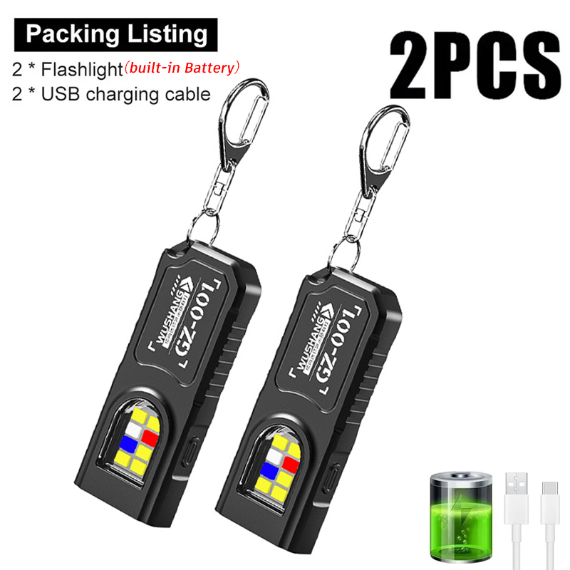 Outdoor Camping Lamp - Multifunctionele sleutelhangerzaklamp USB oplaadbare mini-zaklamp met