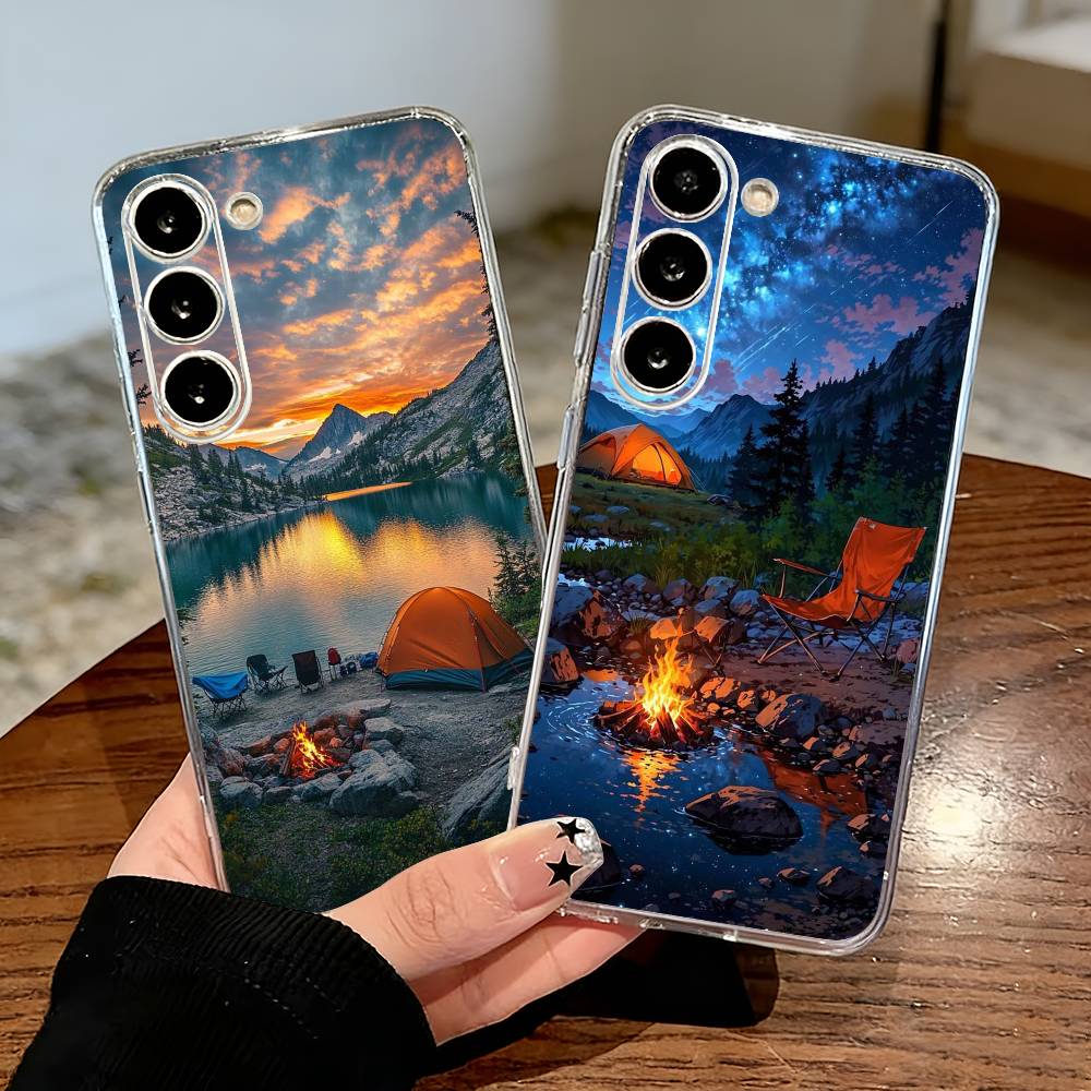 Outdoor Camping Quotes - Telefoonhoesje met berglandschap en outdoor-campingthema voor