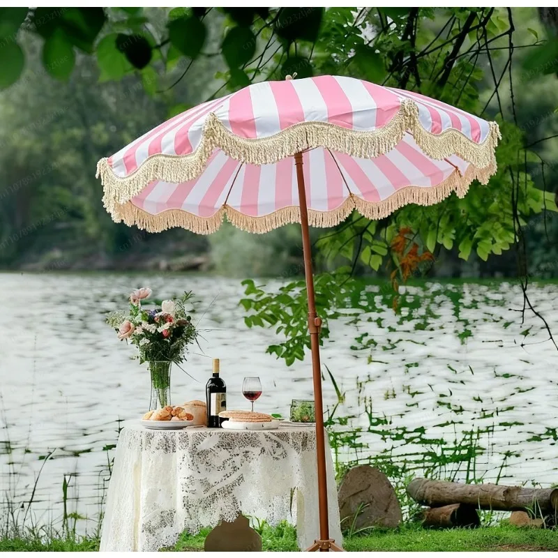 Outdoor Camping Decke - Marktparasol met kwast, zonnescherm voor buiten,