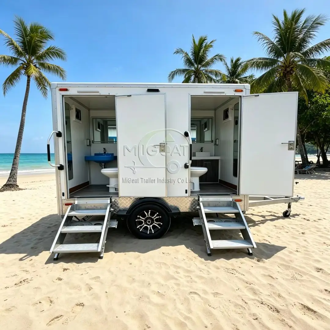 Outdoor Camping Rental - 2-kamer compacte draagbare toilettrailer met aangepast