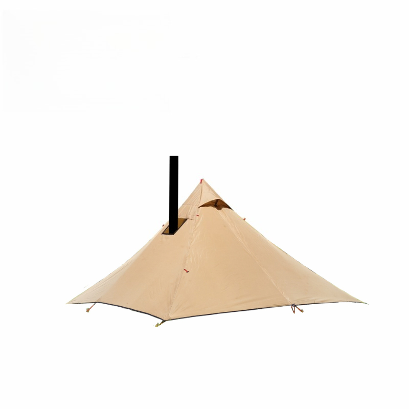 Camping Quad - Vierhoekige campinghaard met schoorsteen, houtkachel, piramide-vormige