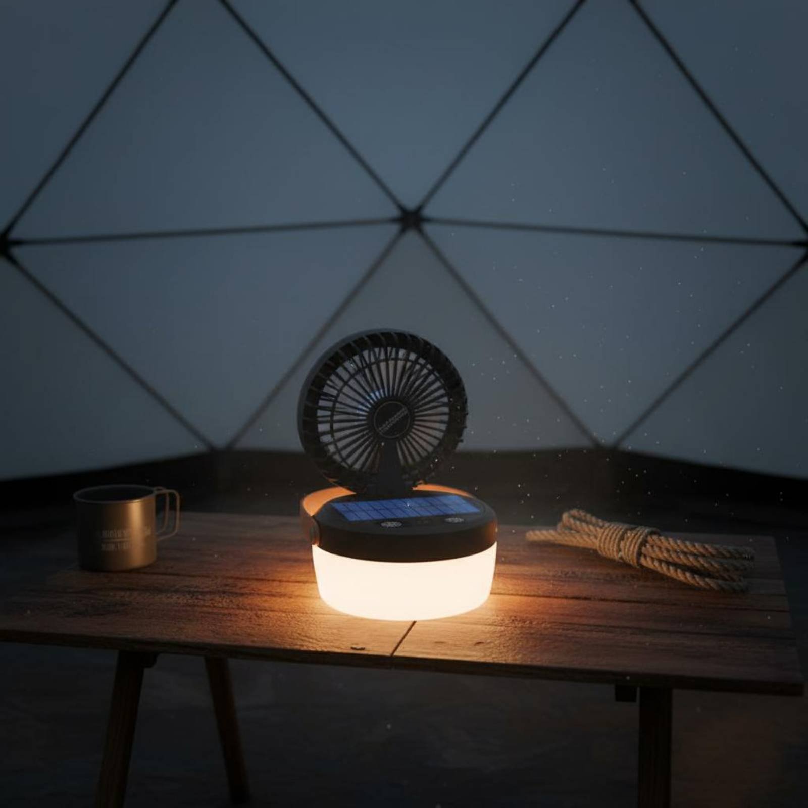 Zonne-campingventilatorlantaar - Outdoor Camping Fan recensie en prijs